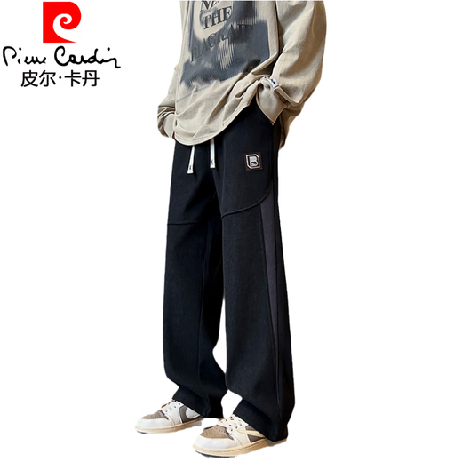 Pierre Cardin (Pierre Cardin) neuer Frühlings- und Herbststil für Junior- und Senior High School-Schüler für Jungen im Frühling und Herbst für Teenager sowie Velvet Dicked große Kinder gerade Sport und lässige Langhosen JR753 Schwarz (Modell) plus Samt M (ca. 80-100 Jin [Jin gleich 0,5 kg] können getragen werden)