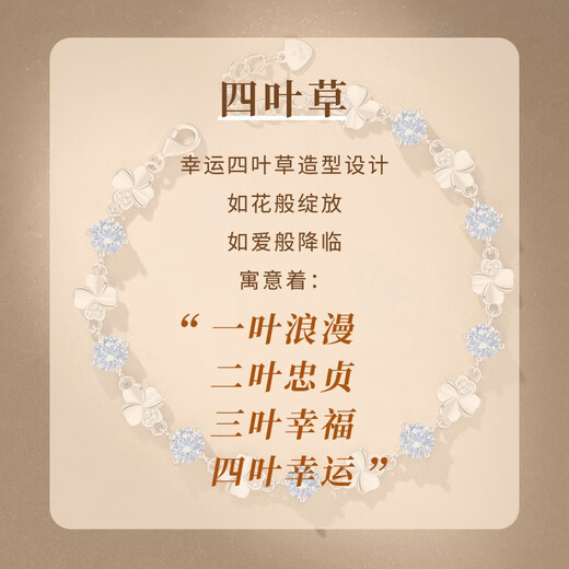 
GLTEN999 foot silver four-leaf clover bracelet women's bracelet bracelet birthday gift practical anniversary gift for girlfriend and wife Lucky four-leaf clover bracelet blue + gift box + certificate