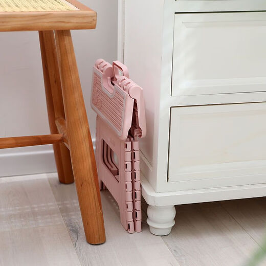 Silla plegable de plástico engrosada de Shuchen para adultos casera de casa Mazaar taburetes pequeños caricatura portátil de niños cortos rosa rosa súper grande + 1050g