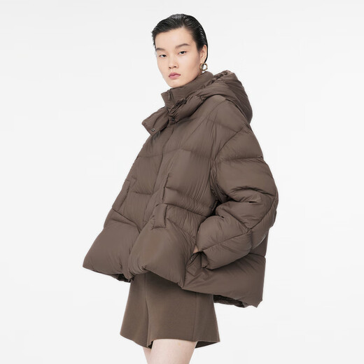 Jnby/Jiangnan Stoff Herbst und Winter Down Jacke für Frauen dreidimensionales Design LOSSEN STEILS HALLAR LANGE SEEVES 5O0C13660 209/DARK BROWN M.