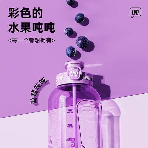 BOTTLED JOY Fruit Ton Ton Bucket Large Capacity Sports Bottle Plastic Fitness Water Cup Men's and Women's Dayton Bucket Cycling Pot Ton Ton Cup