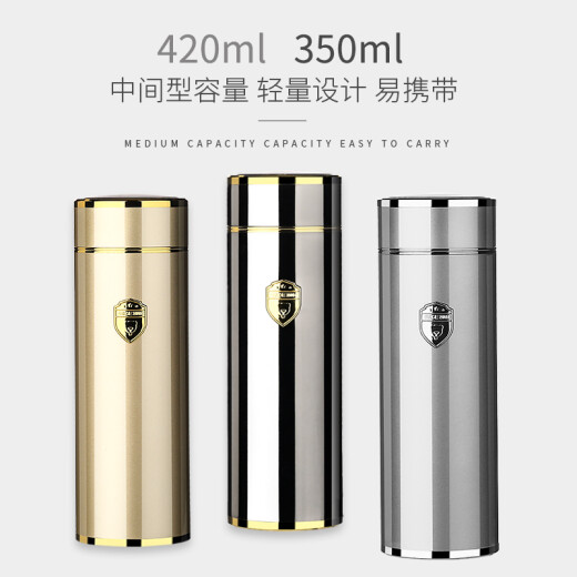 Kuangdi High-End 316 Edelstahl Thermos Cup Herren-Tee Tasse große Kapazität Tragbarer Wasserbecher Geschenkgeschenke Geschenkbox Rotholz Farbe Gewöhnliches Netz 420 ml