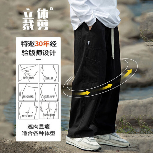 Peak Pauluo (Dingfengbaoluo) casual pants men's spring and summer pure cotton pants straight pants loose tide brand wild trousers HK22374 khaki L