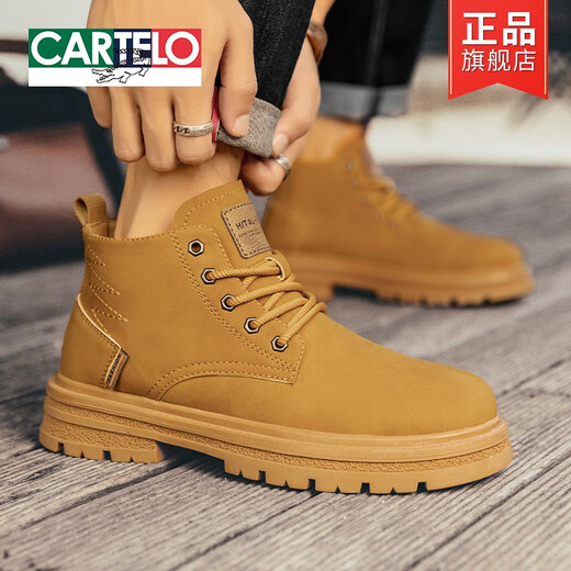 Cartelo Bumblebee Martin Boots Herrenschuhe Frühling und Herbst Britische Wind High-Top Wüstenstiefel Herren Kicking Big Yellow Stiefel Lederschuhe gelb 39