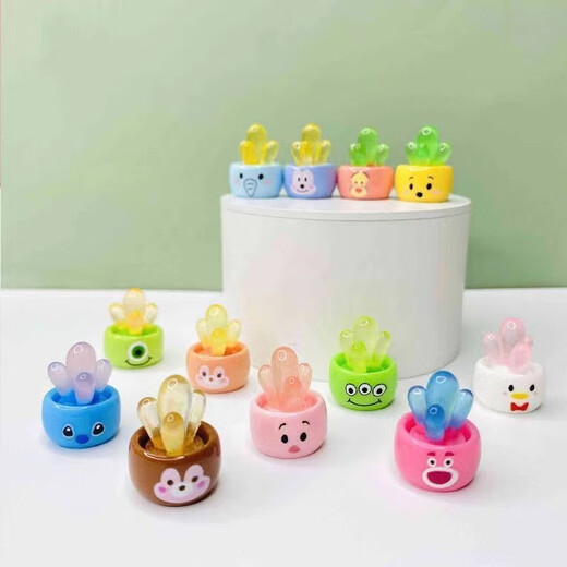 Luminöse Kaktus -Ornamente in der Autozentrum Konsole Dekoration DIY Accessoires Kinder Schüler belohnen kleine Geschenke leuchtend Cartoon Sukkulente Kaktus zufällig 10