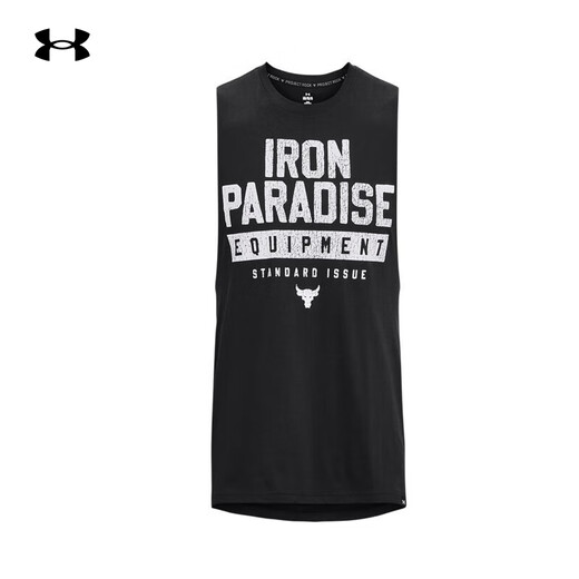 安德玛（UNDERARMOUR） 官方背心夏季跑步篮球足球健身服训练服上衣透气无袖T恤运动男装 1377290-001黑色/柔软舒适/强森 2XL