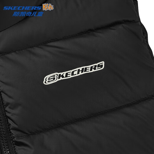 Skechers Kinderkleidung Kinderwesten für Jungen und Mädchen Westen mit einer großen Schulterjacke L424K080/L425K029 L424K080-Carbon Black/0018 165