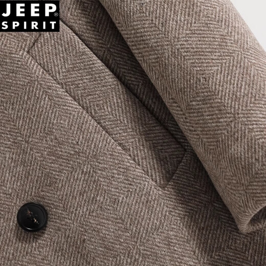 Jeep Spirit Herbst und Winter Einseitiger Kaschmirmantel für Männer mit mittlerer Länge warme Jugendliche verdickte Windbreaker Woll Wollmantel Herrenmantel Trendy Double Breasted Fischgröße Graues Nylonfutter L (100-125jin [Jin gleich 0,5 kg]))