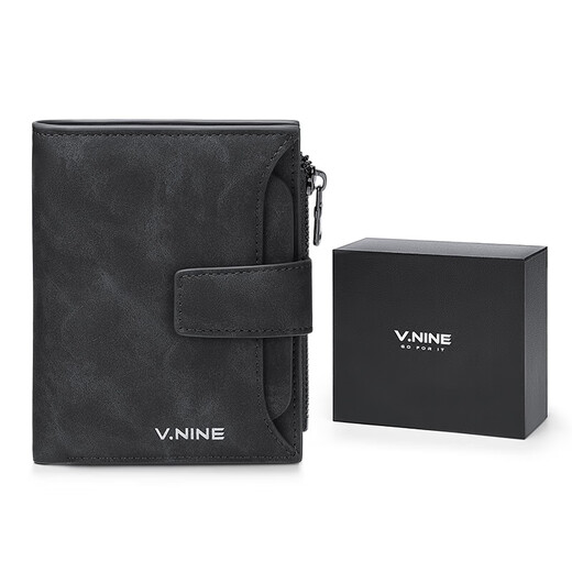 V.Nine Men's Ballet Short Business Style Horizontal Horizontal Ticket Clip Billet Monedas de monedas de monedas Billetera Billet de moneda Regalo Negro