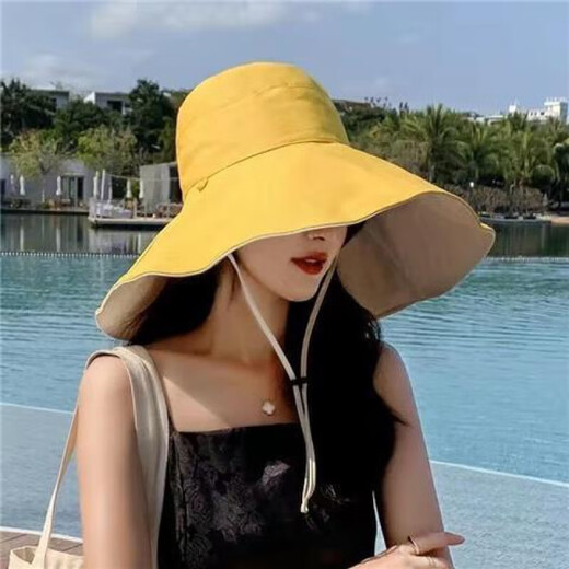 Jiufeng Senior 2023 Nouveau Summer Sun Protection Soleil Soleil Feme Feme Fisherman Big Brim Double-Side Wear Protection Chapeau de plage Hat d'orange + Rice Big Brim Double-côté Wear M (56-58 cm)