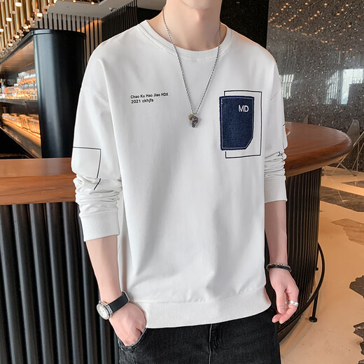 Sweat-shirt de pic pour hommes fine couche rond à la marque tendance de base de base lâche