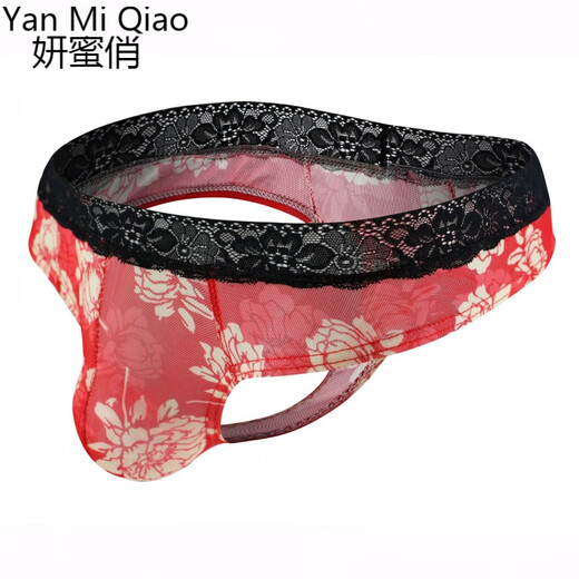 Yanmiqiao Men's Underwear Mesh Printed Thongs Lace Transparent Sexy Thongs U Breathable Transparent Thongs Randomly 3 pieces can be freely matched 3 pieces 2XL