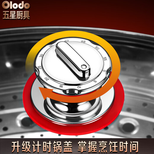 Olodo German 304 stainless steel fish steaming pot steamer large household large capacity oval fish steaming artifact steamer pot timer 304 fish steaming pot five gifts 2 layers 34cm