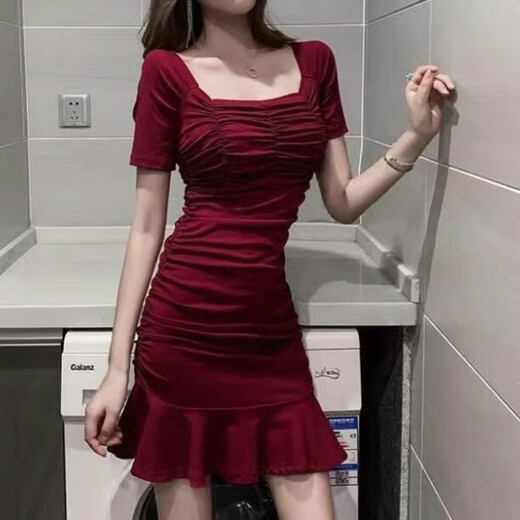 
Sexy women's clothing for nightclubs, sexy dress, bath massage skirt, dress technician workwear, black style XL (115-125Jin[Jin equals 0.5 kg])