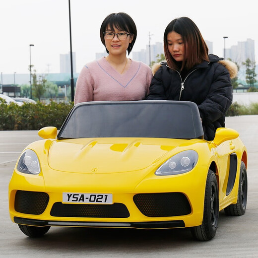 Yue's Automobile Industry Extra Large Two-seater Internet celebrity parent-child car children's electric car four-wheel remote control can sit adults and children toy car upgrade white + 24V battery + brushless motor + inflatable wheels + brakes + no remote control