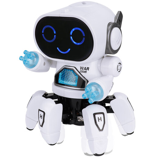 Wus Geschichte Kinderspielzeug tanzt Roboter Boy 1-3 Jahre altes Kinder 2-4 Jahre altes Mädchen Einjährig Baby Baby Elektrische Spielzeug Sechsklauen-Roboter-Blau [Batteriemodell] Head-up-Training singen Tanz Sammeln Baby Artefakt
