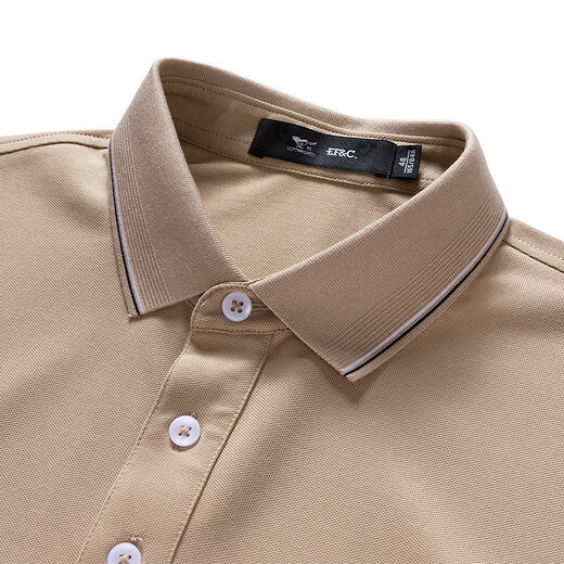 Camiseta de manga corta de siete lobo Camiseta de seda de verano para hombres Camisa de la base de polo de seda para hombres 5A Lapilla antibacteriana Short T Top 701 Caki-Tiansi Fabrica 185/100a/xxxl