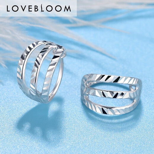 Blooming Love Platinum Earrings for Women PT950 Platinum Earrings Women's Earrings Circle Platinum Earrings Birthday Gift Platinum Three-Line Earrings Approximately 1.47g (Type A)