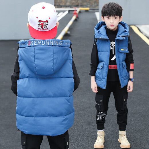 Omi Mouse children's clothing boys' vest winter medium and large children's vest boys vest thickened quilted hooded cardigan coat clothes yellow 140