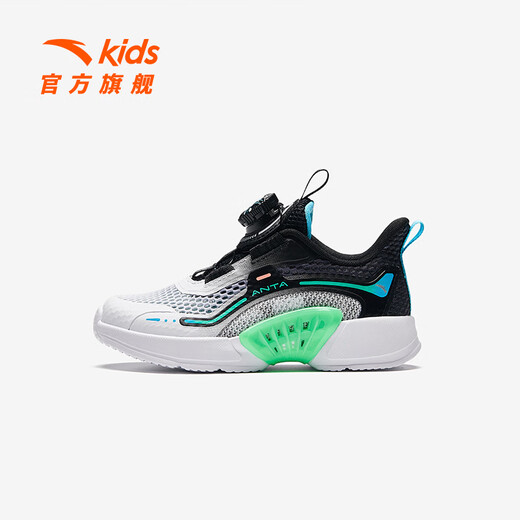 Anta-Kinder-Turnschuhe für Jungen im Sommer 2024 Neues leichter, weicher Sohle atmungsaktives Mesh lässige Laufschuhe Anta-Weiß/Schwarz/Hushui Blue 9904-1 29