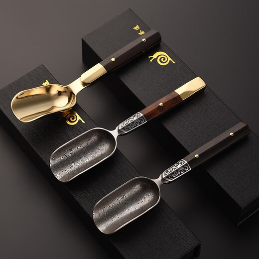 Tea spoon from simple solid wood tea spoon tea spoon single tea art accessories stainless steel kung fu tea set tea can tea spoon ebony stainless steel tea spoon