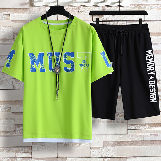 T-shirt à manches courtes de Boledi Boy Boy 12-15 ans Junior High School Students 13 Adolescents Sports Costumes 14 Costumes d'été pour enfants 826-5 Black (manches courtes + shorts) 160 m (70-90jin [Jin équivaut à environ 0,5 kg]))