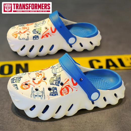 TRANSFORMERS Transformers Children's Slippers Medium to Large Boys and Girls Sandals Baby Croc Shoes Beige/Sapphire Blue Size 34/35