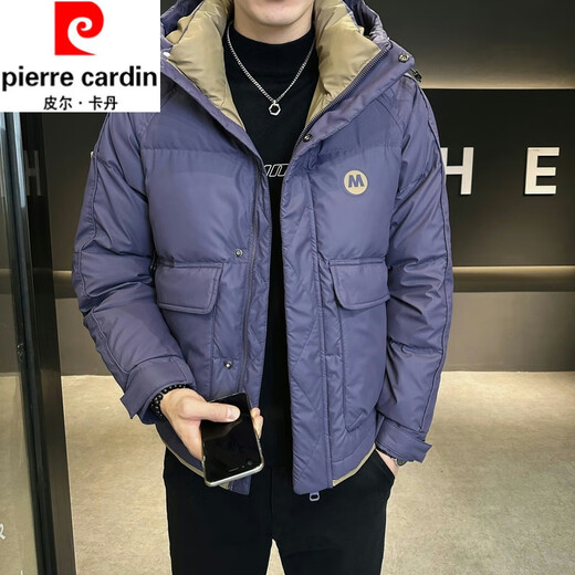 皮尔卡丹短款羽绒服男士冬季连帽防寒服加厚加绒保暖白鸭绒休闲外套男装 Y6630黑色 XL