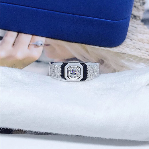 Jiajian Jewelry White 18K Gold Engagement Wedding Men's Diamond Ring GIA Loose Diamond Ring Customized Luxury Diamond Ring Men 18K Gold SI/DE GIA Diamond 50+30 Points