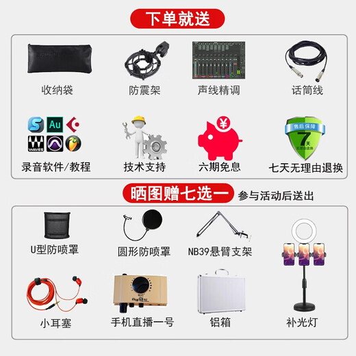 Audio-technica AT2050 condenser microphone mobile phone live broadcast equipment set karaoke chorus anchor recording microphone standard microphone