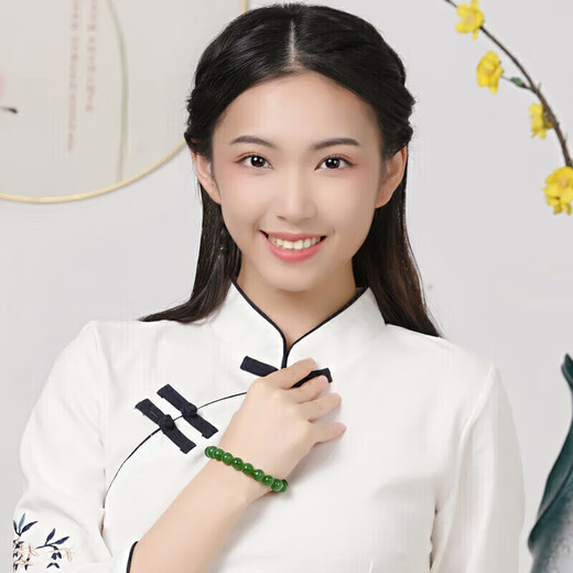 Cardamom Time Boutique 9-10mm Hetian Jade No Black Jasper Bracelet High Water Head Jade Ball Bracelet Gift Men and Women