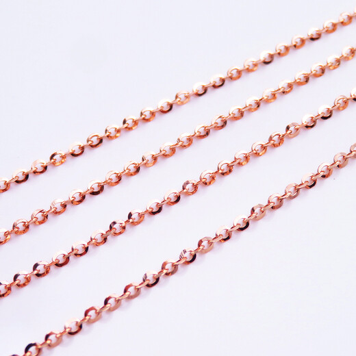 Jinshitong Russian 585 purple gold necklace 14K color gold rose gold flash O-shaped chain for women 45cm thick 1.1mm
