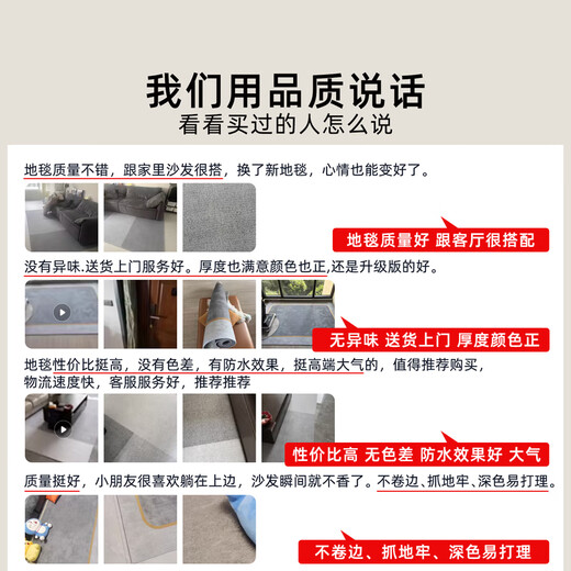 Carpet living room 2025 new light luxury high-quality waterproof bedroom free washable wipeable simple sofa coffee table floor mat 15839 200*340cm [waterproof thickened version]