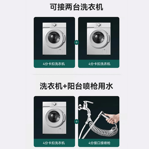 ILeddog Germany washing machine faucet main body brass three-way angle valve one-in-two joint water distributor one in and two out Y-shaped three-way (4-point water stop valve + 4-point water stop valve) refined copper thickened main body丨one in and two out