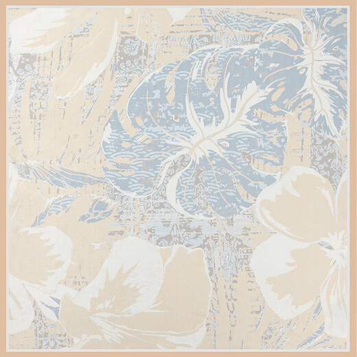 The Da Vinci Code Silk Scarf 100% Mulberry Silk Scarf Women's High-end Silk Scarf Mom's Birthday Gift Silk Scarf for Elders Monstera Leaf Flower Mist Blue