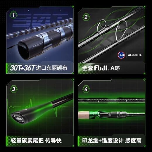 汉鼎幻魂路亚竿泛用竿鲈鱼超快调碳素路亚杆单竿直柄枪柄 682m 2.03米直柄S【泛用闭眼入