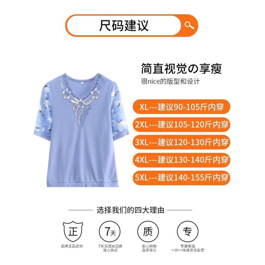 俞兆林（YUZHAOLIN）中老年女装妈妈夏装短袖T恤冰丝上衣2025新款经典款式 FQLH698  绿色+黑色三角裤) 2XL (105-120斤)