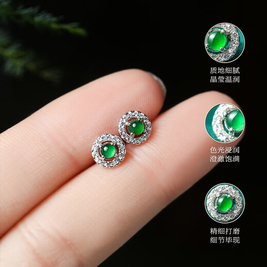 Oriental Jade Exquisite Niche Versatile S925 Silver Inlaid Imperial Green Jade Earrings Stud Earrings for Women Birthday Gifts for Women