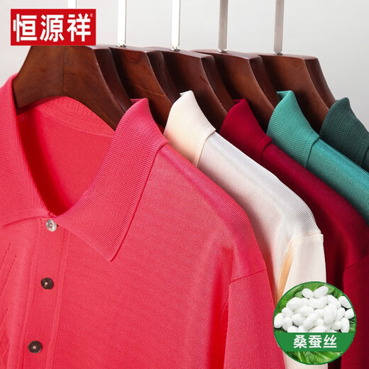 恒源祥品牌短袖T恤男高端爸爸装上衣中老年人衫冰丝滑料男装 A-838 白色 175码(建议140-155斤以内穿着)