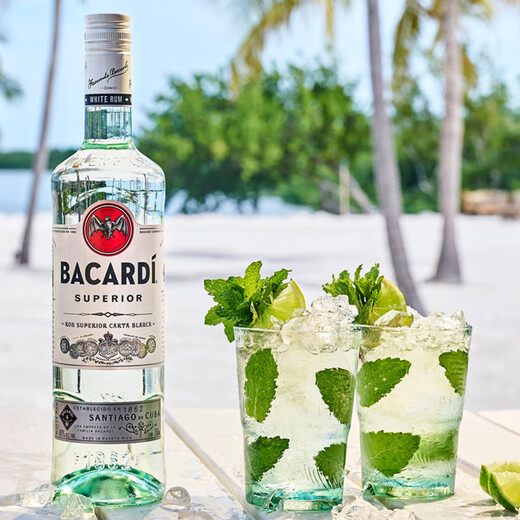 百加得（Bacardi）白朗姆酒 金朗姆酒 洋酒 莫吉托 调酒基酒 原瓶进口 调酒组合 百加得白朗姆酒 1000mL 6瓶