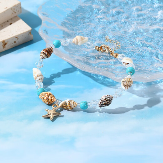
Pangdonglai Quality Shell Bracelet Starfish Conch Turquoise Adjustable Bohemian Ethnic Necklace Seaside SL-1349