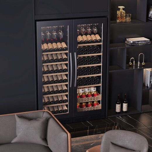 BAIKAILUN red wine cabinet constant temperature wine cabinet embedded dual temperature frost-free wine preservation cabinet home living room display tea beverage liquor wine refrigerator dual temperature zone丨hanging cup red wine tea style丨42 bottles LOW-E anti-fog door