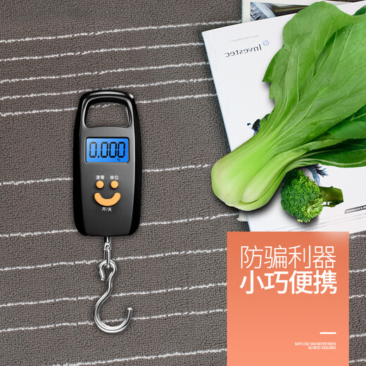 精永买菜称重手提电子称迷你便携式秤高精度弹簧秤50kg快递称小秤 时尚炫酷黑 50kg 0.02kg