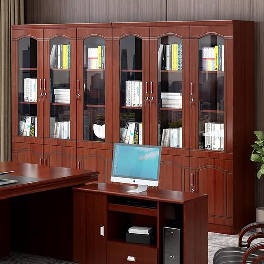 Miafei Office Furniture Boss Desk and Chair Combination Executive Desk New Chinese Modern Simple Desk President Desk Office Desk 2-meter Desk + Double Cabinet + Chair + Five-Door Bookcase