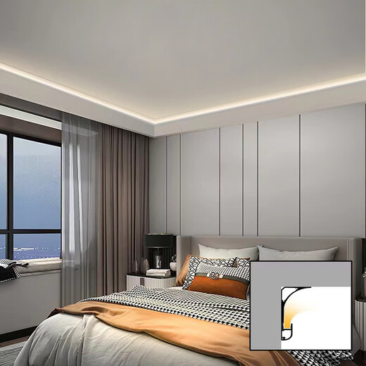Huilide ceiling-free wall washing lamp trough open-install reflector trough bedroom top corner line return light trough floating ceiling line light XT829+691-80 high-top corner light trough