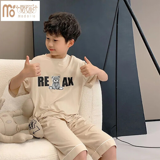 Modal Boys Pyjamas Neue Sommer kurzärmelige Klimaanlage Anzug Lose Kinder kleine Jungen mittelgroße Kinder Hauskleidung losen Anzug