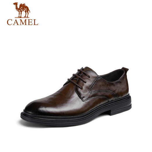 Camel (CAMEL) Derby lightweight and comfortable scratched cowhide business formal men's leather shoes GE12235360 Brown 42