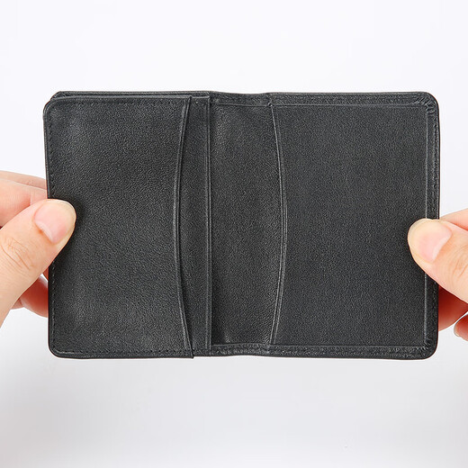 Ehrenmann Cowide Visitenkartenkartenbeutel echtes Leder -Männer mit großer Kapazität Visitenkarteninhaber Frauenlizenz -Lizenz -Bag -Karten -Kartentasche 99 Black Large Card Slot