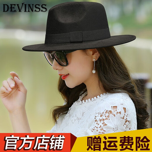 Top hat men's Shanghai beach hat Xu Wenqiang's same style British top hat jazz dance hat classic woolen hat felt hat groom's official hat big brim hat top hat women's hat black