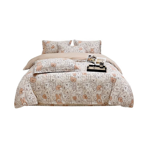 LOVEY COSY light luxury autumn and winter style cotton fur coated cartoon cartoon print children's comfortable and fresh bed four-piece set of daily necessities Xiaomeihao-pink 2-meter bed sheet four-piece-suitable for 220x240 quilt